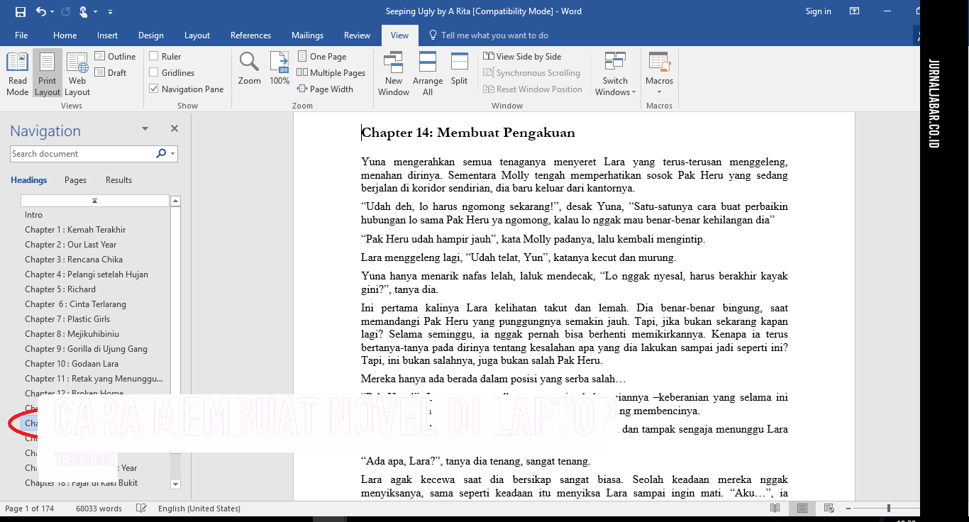 Cara Membuat Novel di Laptop