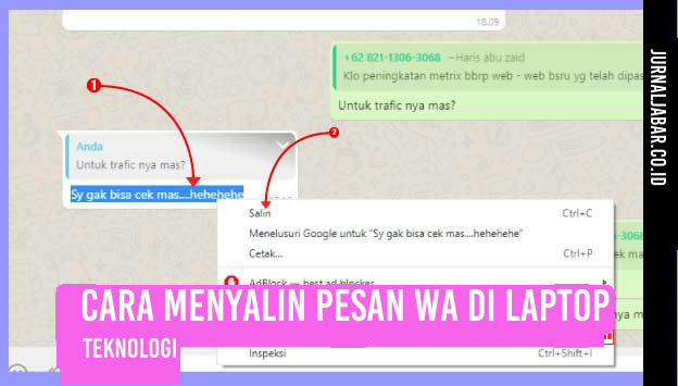 Cara Menyalin Pesan WA di Laptop