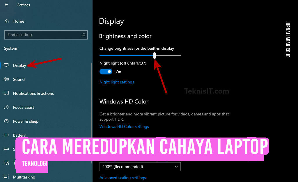 Cara Meredupkan Cahaya Laptop