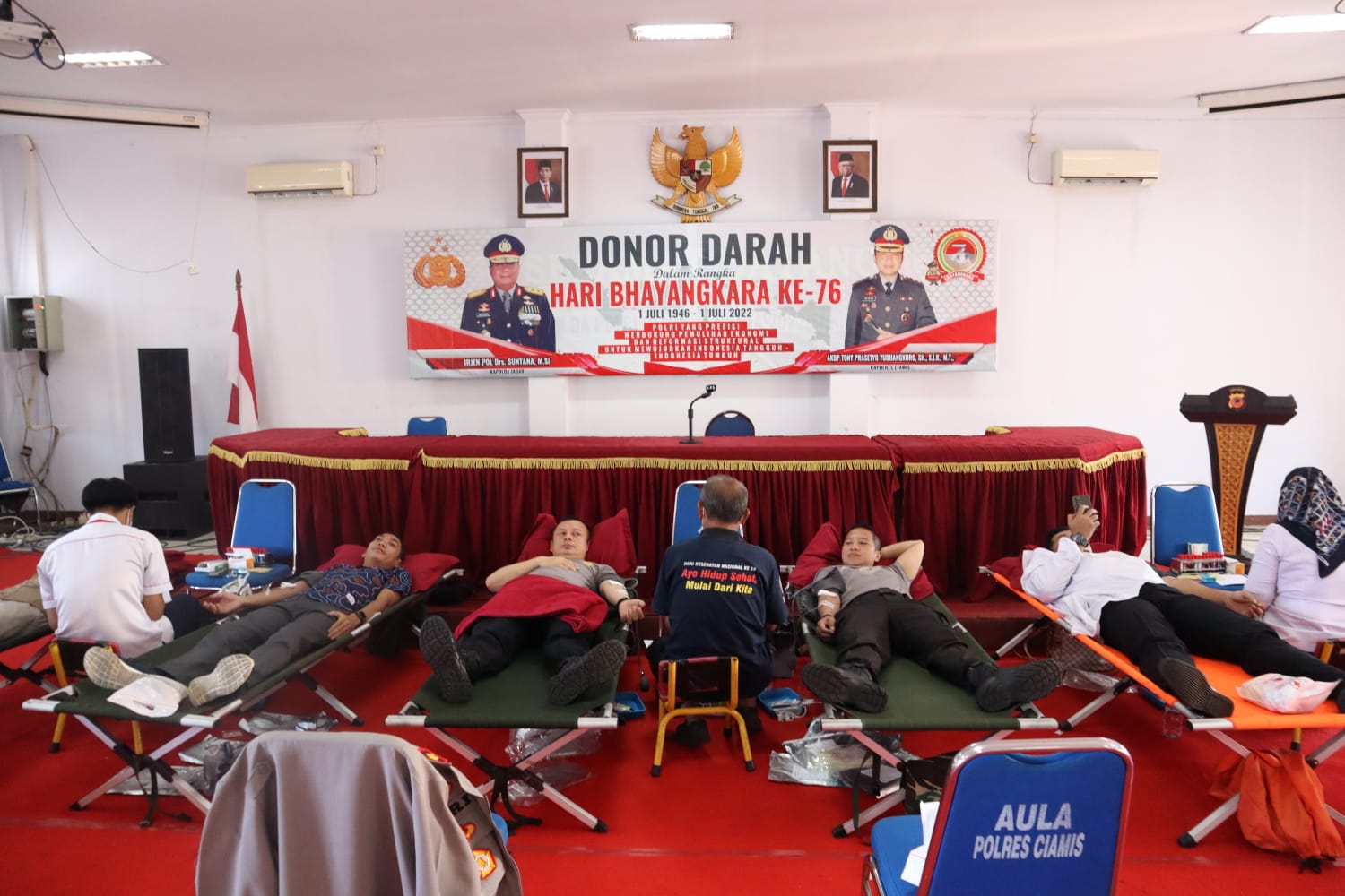 Hari Bhayangkara Ke-76, Polres Ciamis Gelar Bakti Sosial Berupa Donor Darah