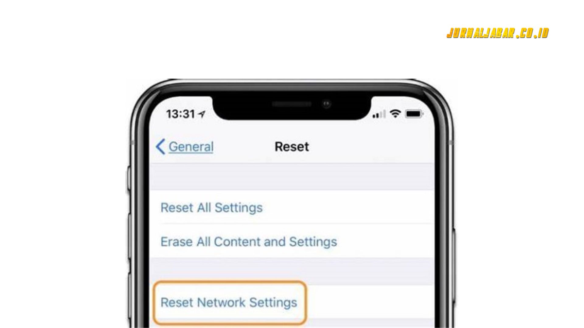 cara reset jaringan iphone